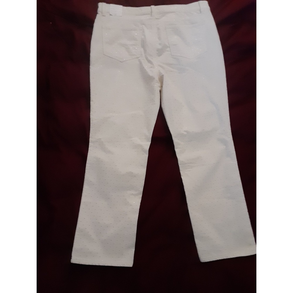 Talbots Slimming  Velveteen  Ivory w/Tiny Gold Dots Holiday Pants Size 16P NEW